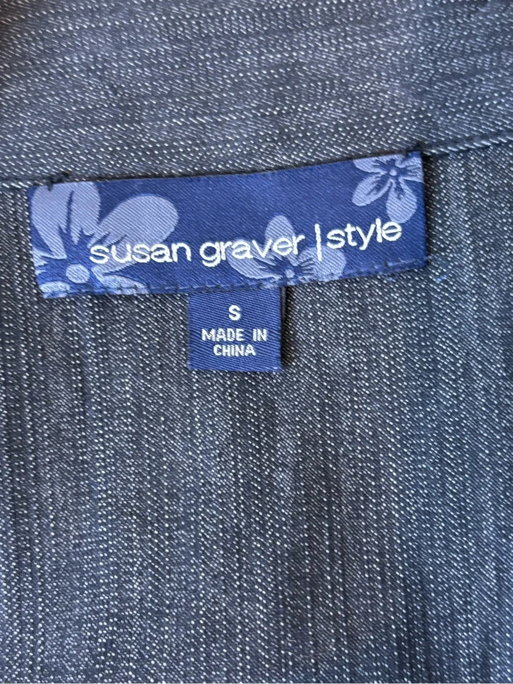 Susan Graver Reversible Stretch Denim Blue Animal-Print Zip-Up Jacket, Small